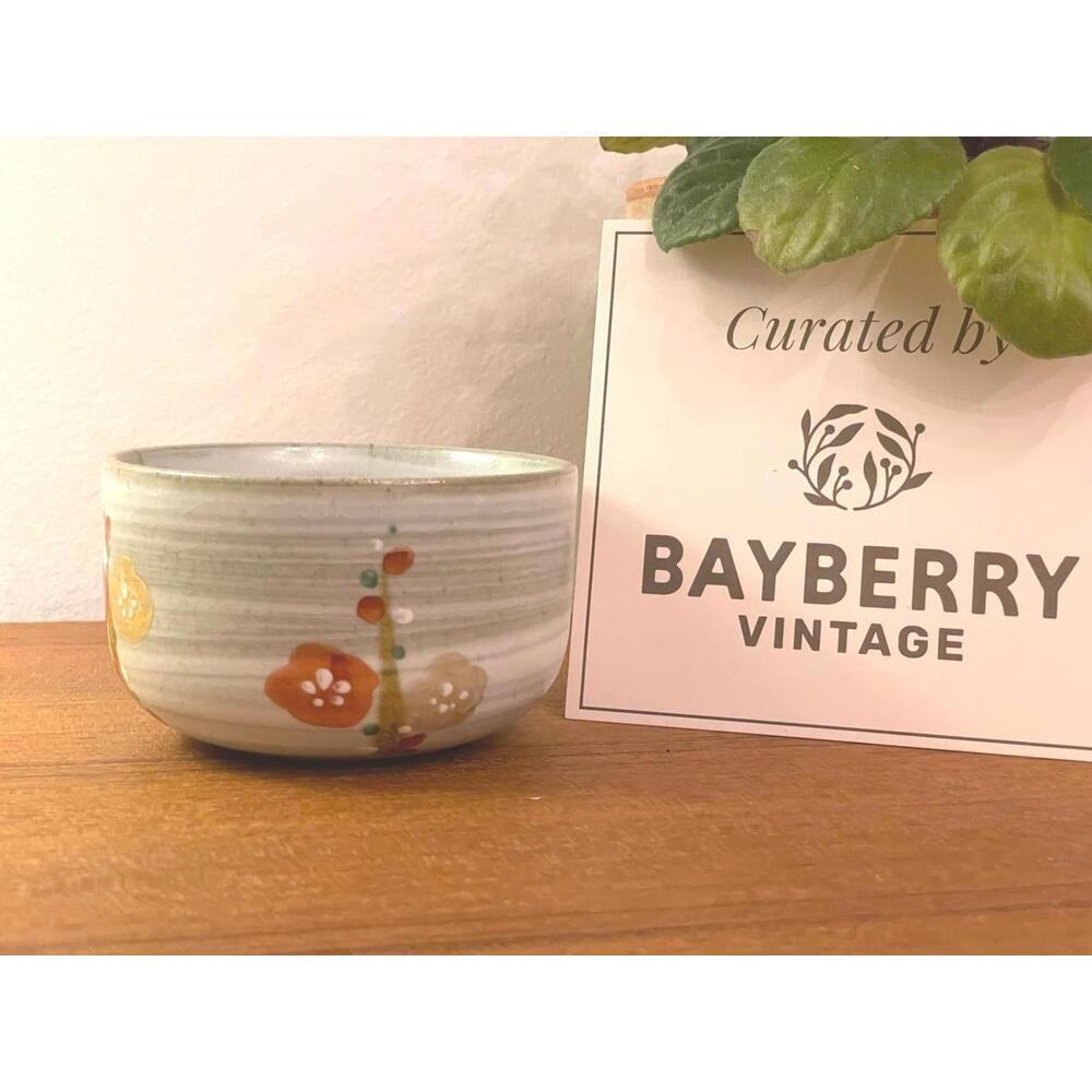 Vintage Japanese Kutani Style Studio Pottery Bowl Floral 10 cm | Signed